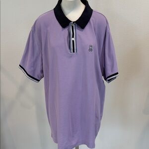 Psycho Bunny Men's Lavender Polo with Contrast Black Collar Sz 2XL-2X